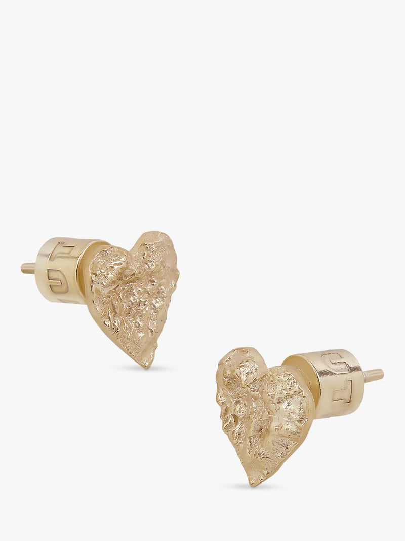 TUTTI gold heart stud earrings textured finish, imported from the UK