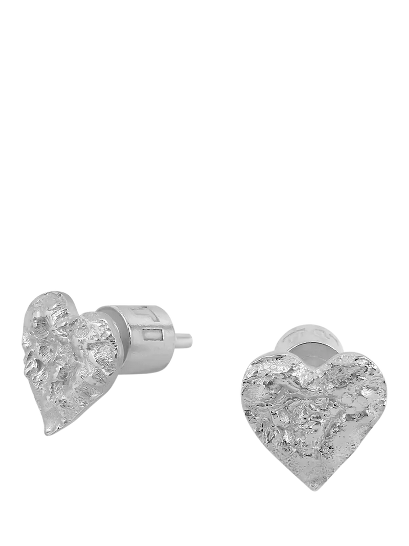 TUTTI Revere textured heart stud earrings silver - British product