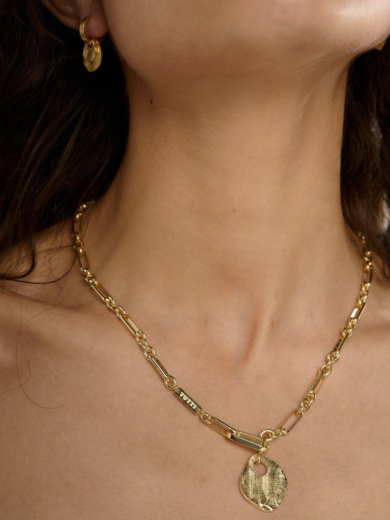 TUTTI Baia lariat disc pendant necklace gold 70cm (British brand)