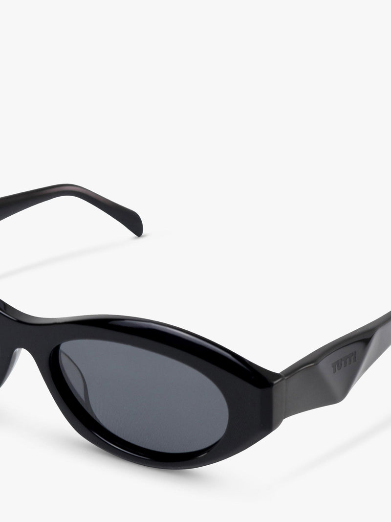 TUTTI SG58 Arc Oval Sunglasses Black acetate frames, imported from the UK