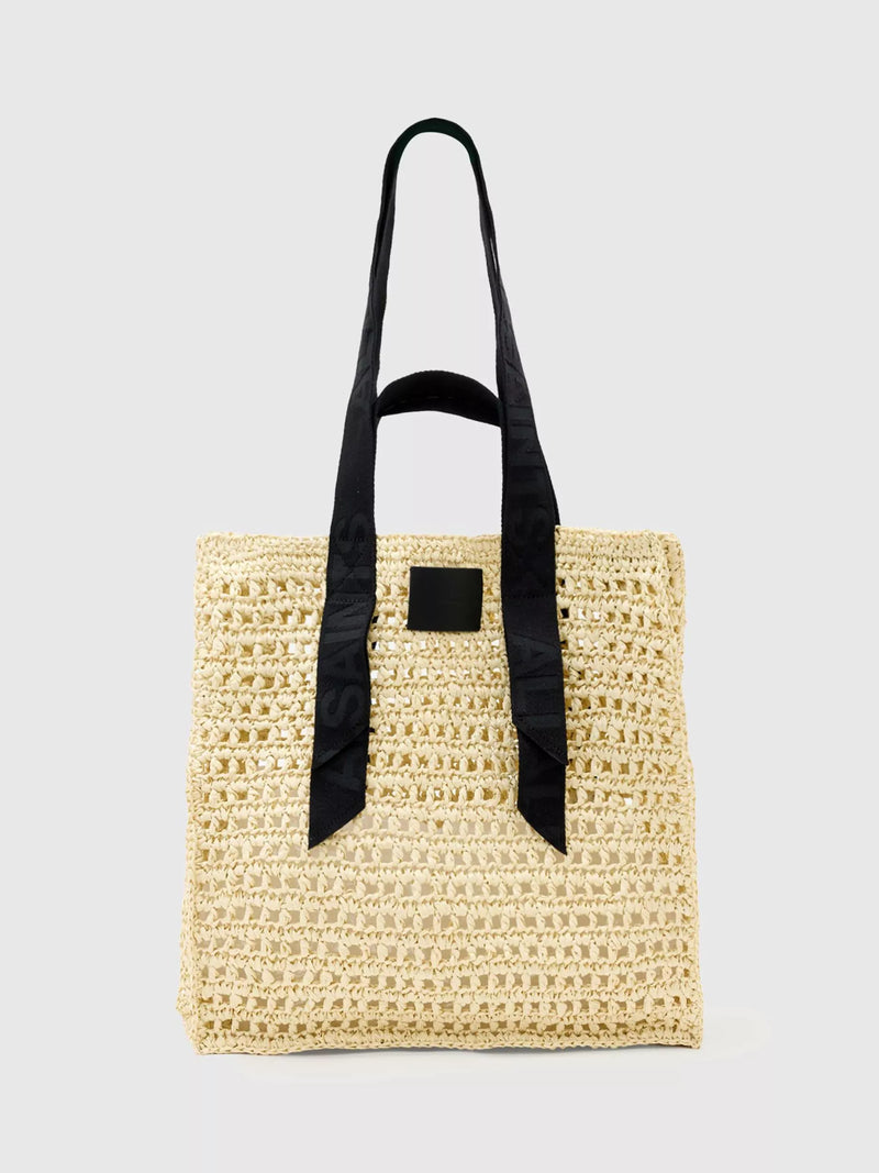 AllSaints Lullah paper mesh tote bag unbleached white, UK version