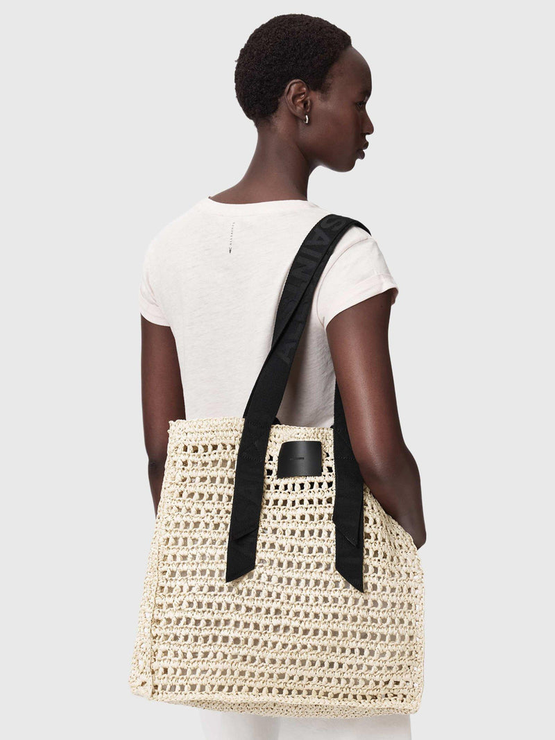 AllSaints Lullah paper mesh tote bag unbleached white, UK version