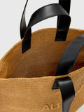 AllSaints Lutece raffia tote, biscuit brown, imported from the UK