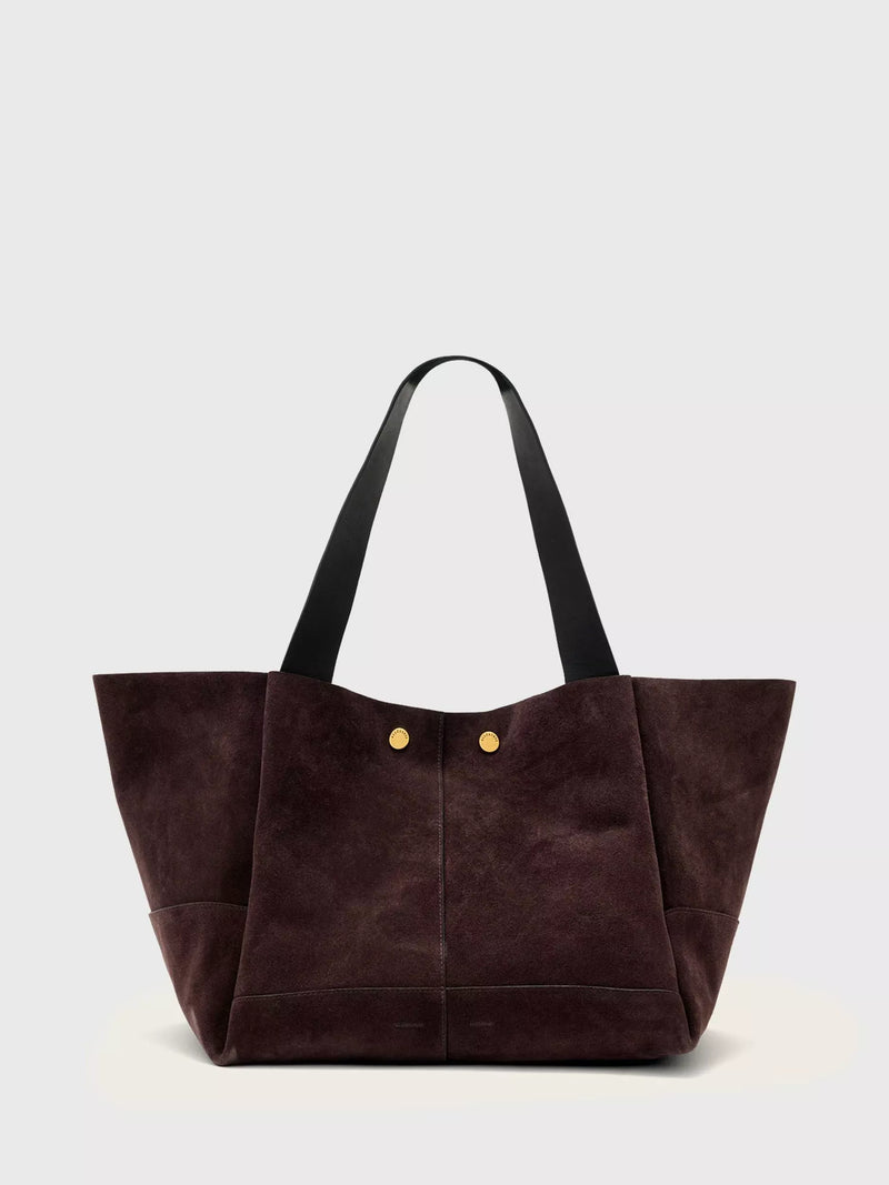AllSaints suede tote bag burnt amber red, UK version