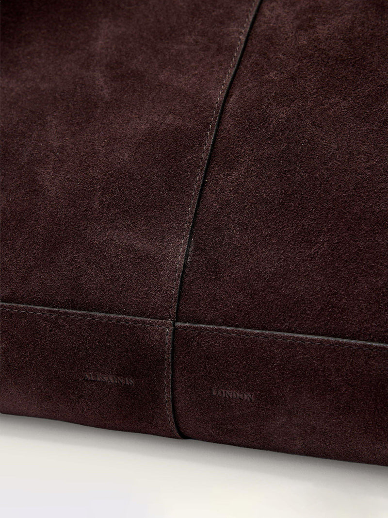 AllSaints suede tote bag burnt amber red, UK version