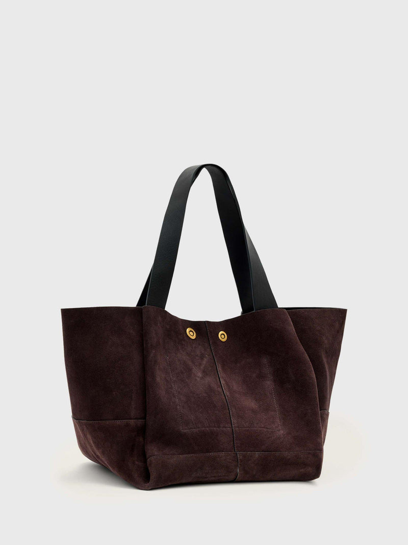 AllSaints suede tote bag burnt amber red, UK version