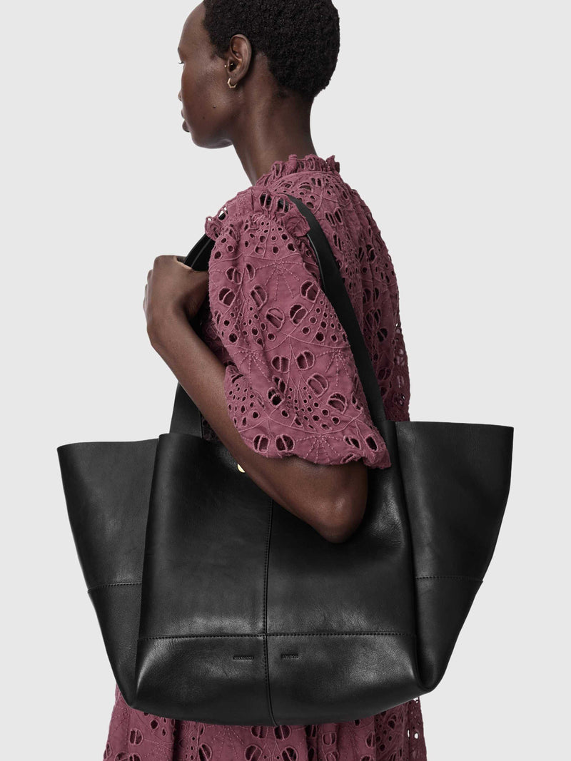 AllSaints Rosalie leather tote bag black (British brand)