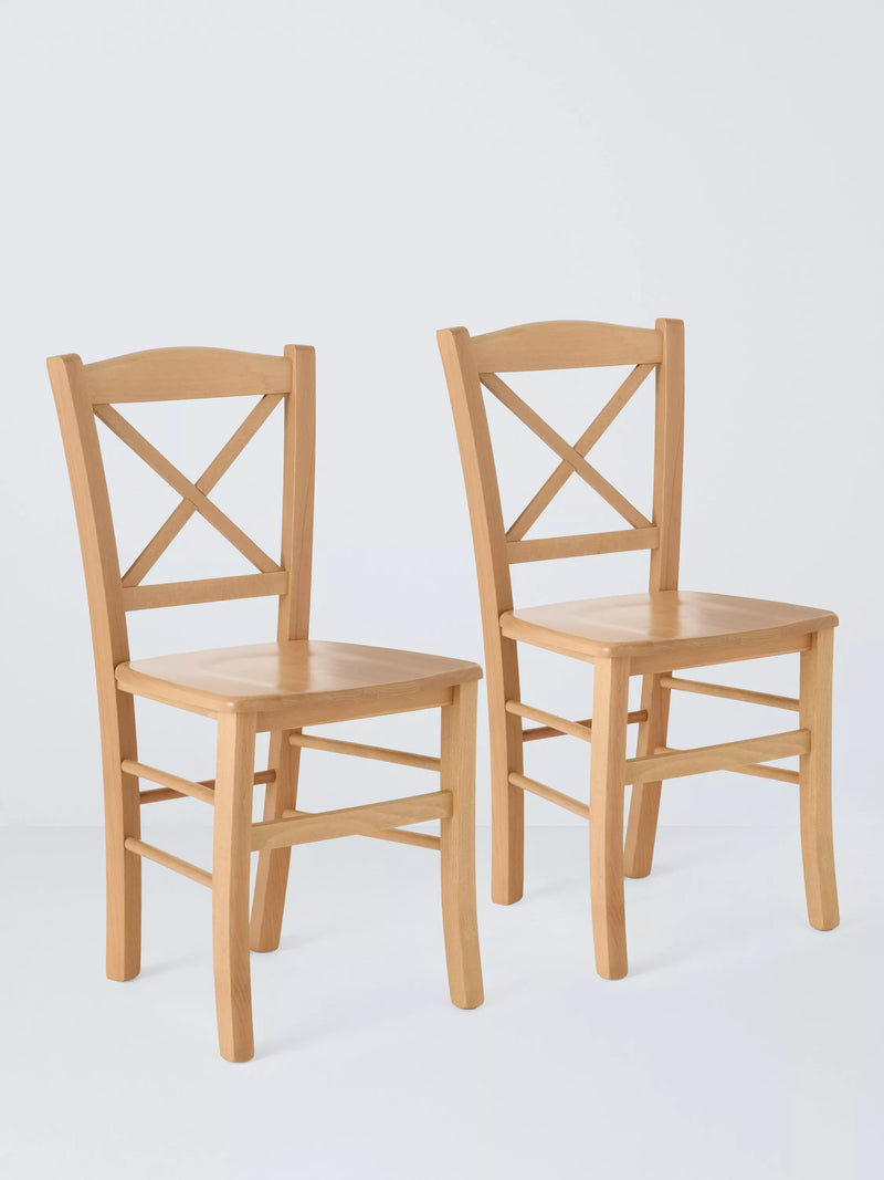 John Lewis Clayton Dining Chair Pair Natural Lacquered Beech Wood