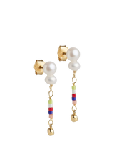 John Lewis ENAMEL Copenhagen Dorthea Beaded Pearl Drop Earrings Yellow Gold- Buy online at McGrocer