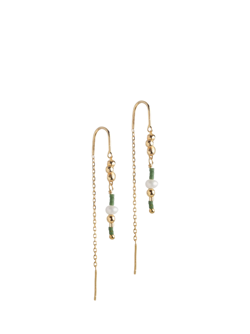ENAMEL Copenhagen Nara Miyuki chain drop pearl earrings yellow gold (British brand)