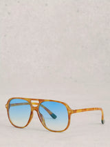John Lewis White Stuff Abstract Frame Aviator Sunglasses Natural Beige- Buy online at McGrocer