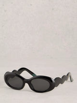 John Lewis White Stuff Wavy Frame Slim Sunglasses Black- Buy online at McGrocer