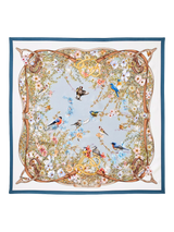 John Lewis Aspinal of London Edwardian Garden Silk Square Scarf Skyblue- Buy online at McGrocer