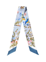 John Lewis Aspinal of London Edwardian Garden Skinny Silk Scarf Skyblue- Buy online at McGrocer
