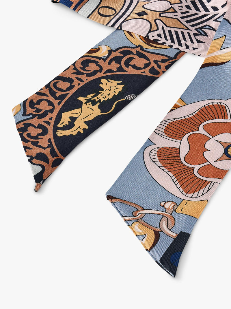Aspinal of London skinny silk scarf neutral, imported from the UK