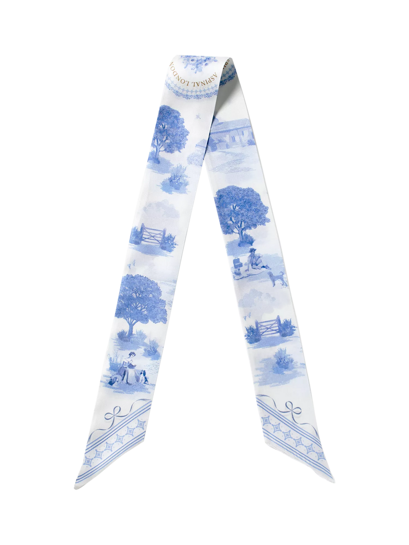 Aspinal of London skinny silk scarf skyblue, UK version