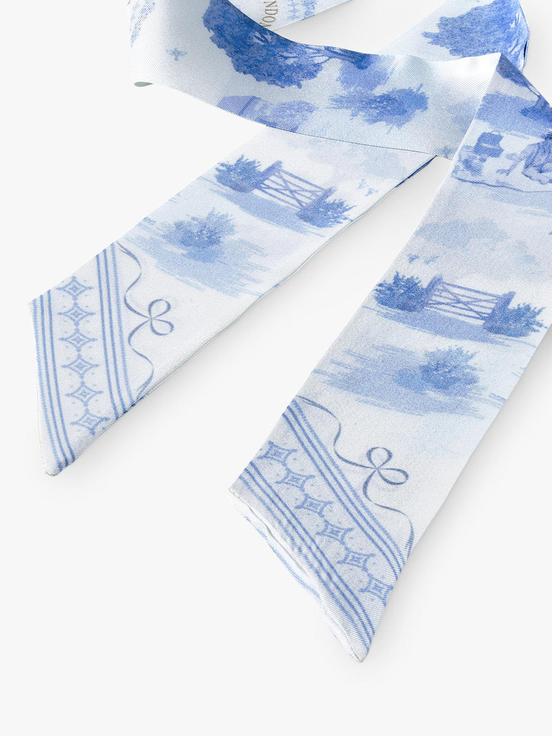 Aspinal of London skinny silk scarf skyblue, UK version