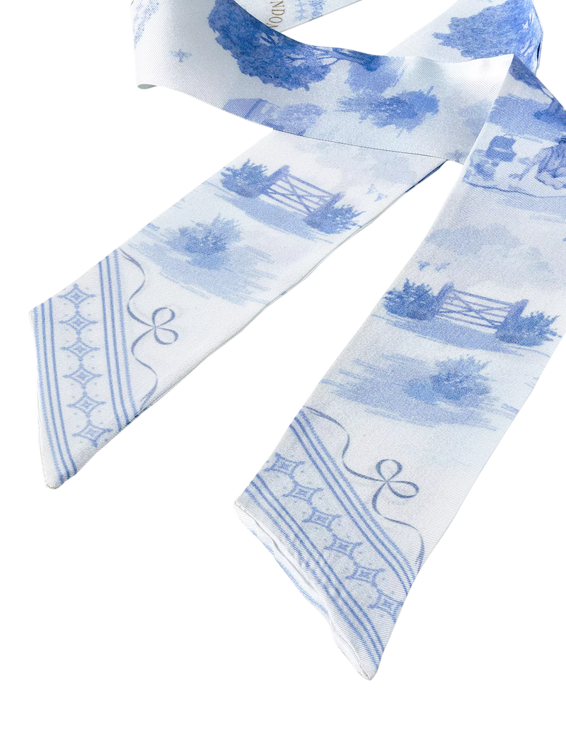 Aspinal of London skinny silk scarf skyblue, UK version