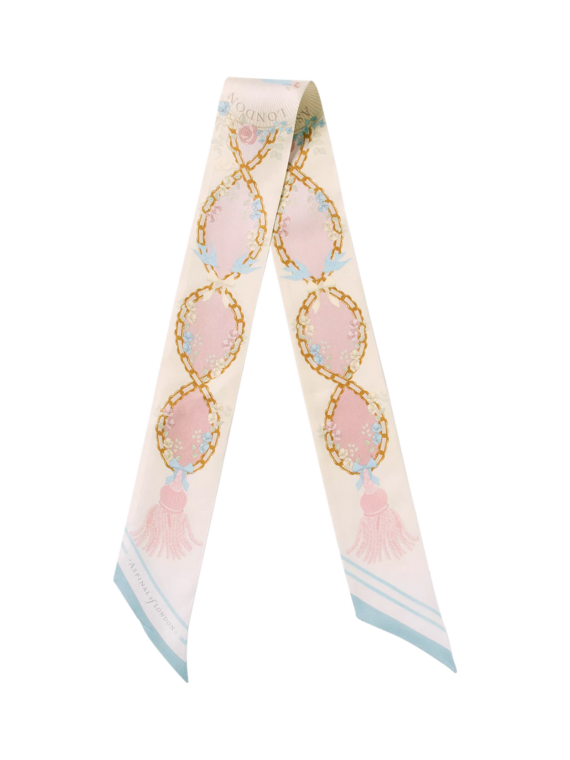 Aspinal of London skinny silk scarf Rose, UK version