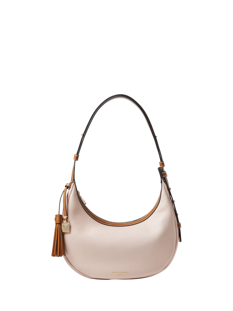 Aspinal of London small crescent bag neutral, imported from the UK
