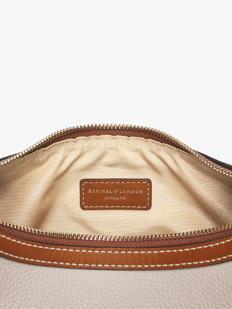 Aspinal of London small crescent bag neutral, imported from the UK