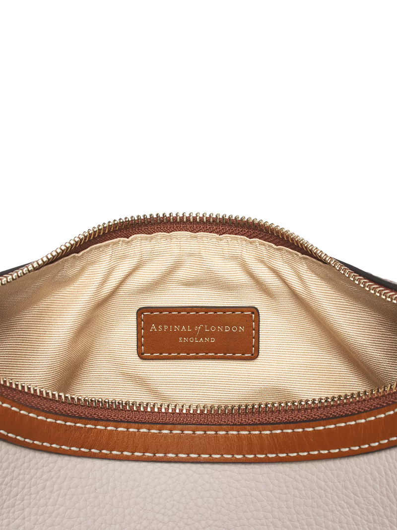 Aspinal of London small crescent bag neutral, imported from the UK