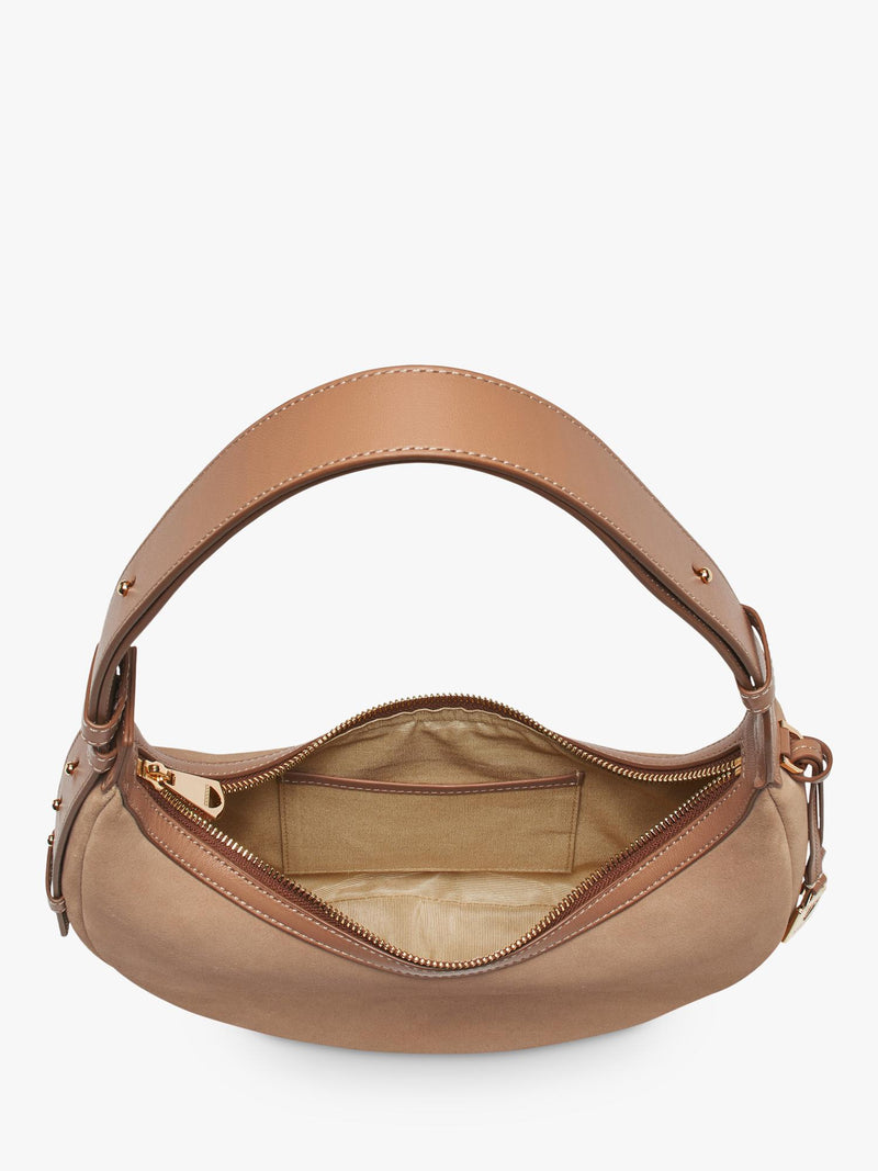 Aspinal of London Soho Suede small crescent bag, UK version