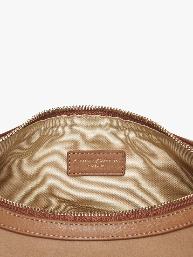 Aspinal of London Soho Suede small crescent bag, UK version