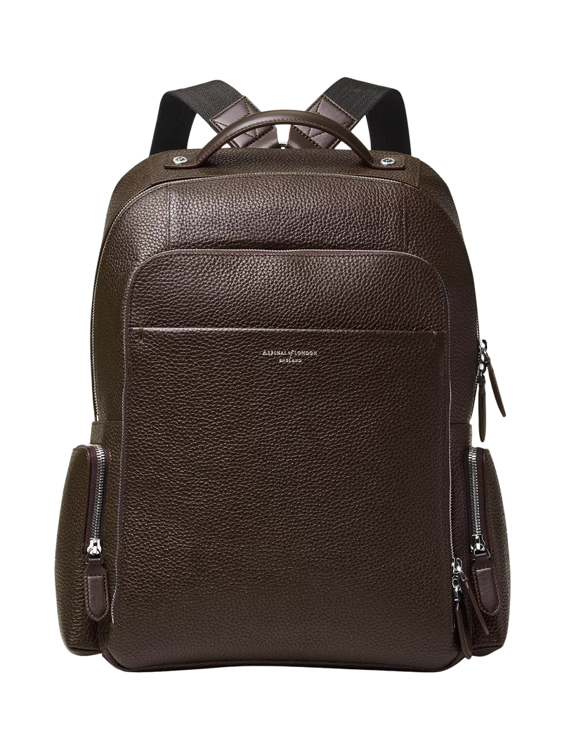 Rucksack Aspinal of London Reporter Zip aus genarbtem Leder