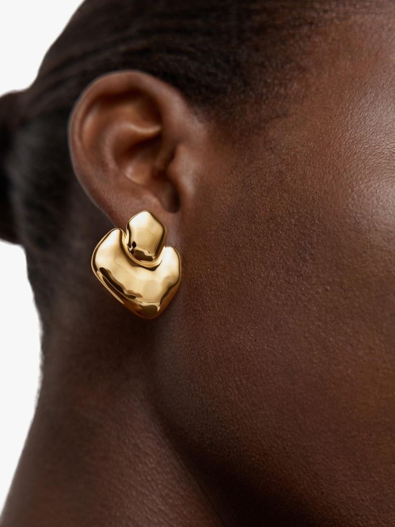 Monica Vinader Odyssey Bold Earrings gold textured drop earrings UK version
