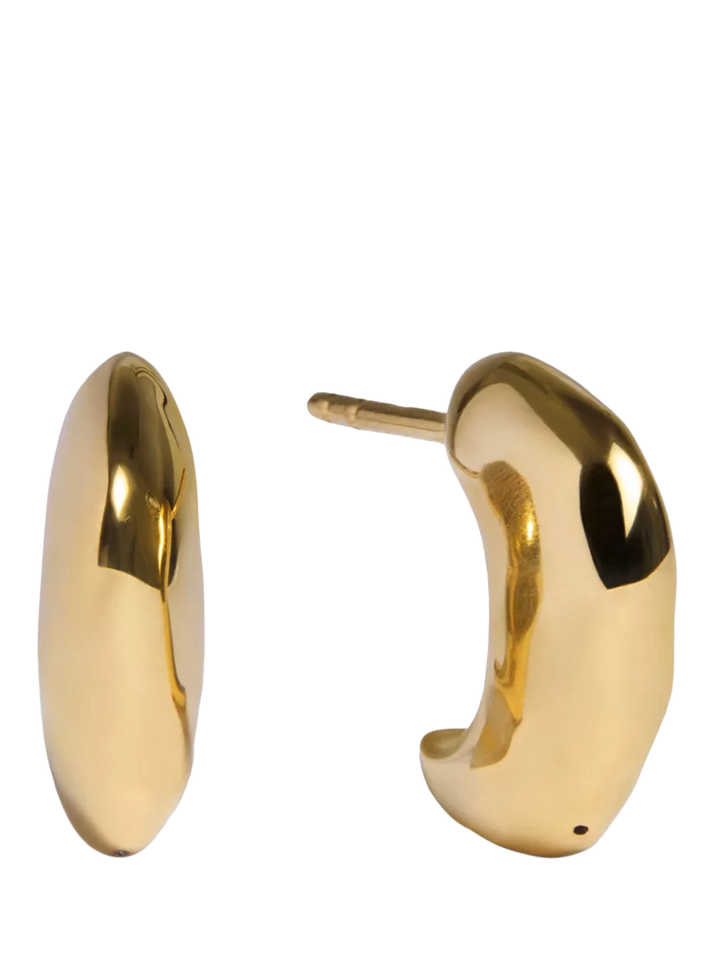 Monica Vinader huggie hoop earrings gold vermeil, imported from the UK