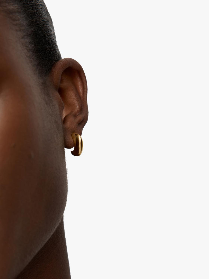 Monica Vinader huggie hoop earrings gold vermeil, imported from the UK