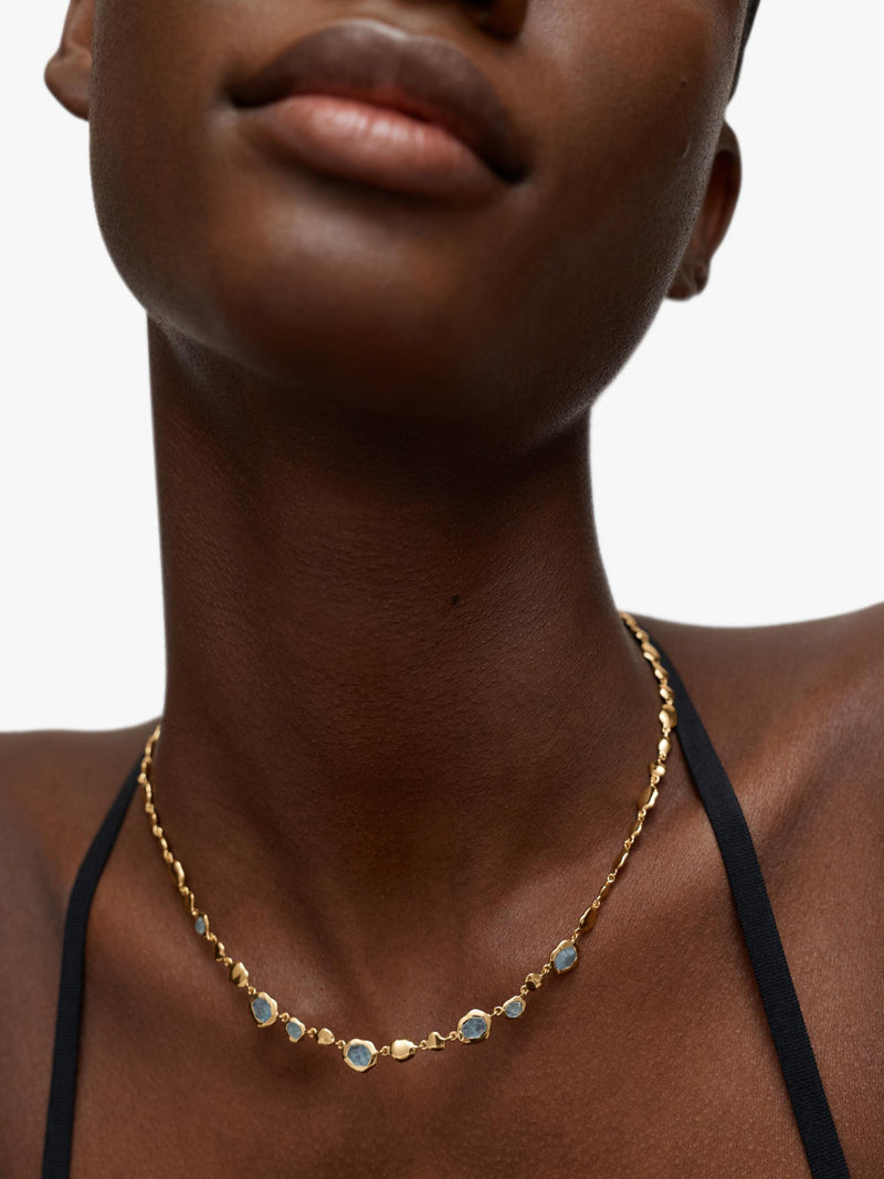 Monica Vinader Odyssey gemstone necklace gold vermeil, UK version