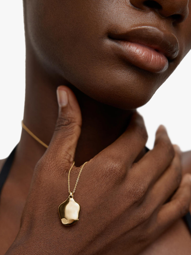 Monica Vinader textured locket necklace gold - British product