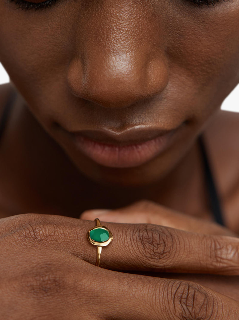 Monica Vinader stacking ring gold green onyx, UK version