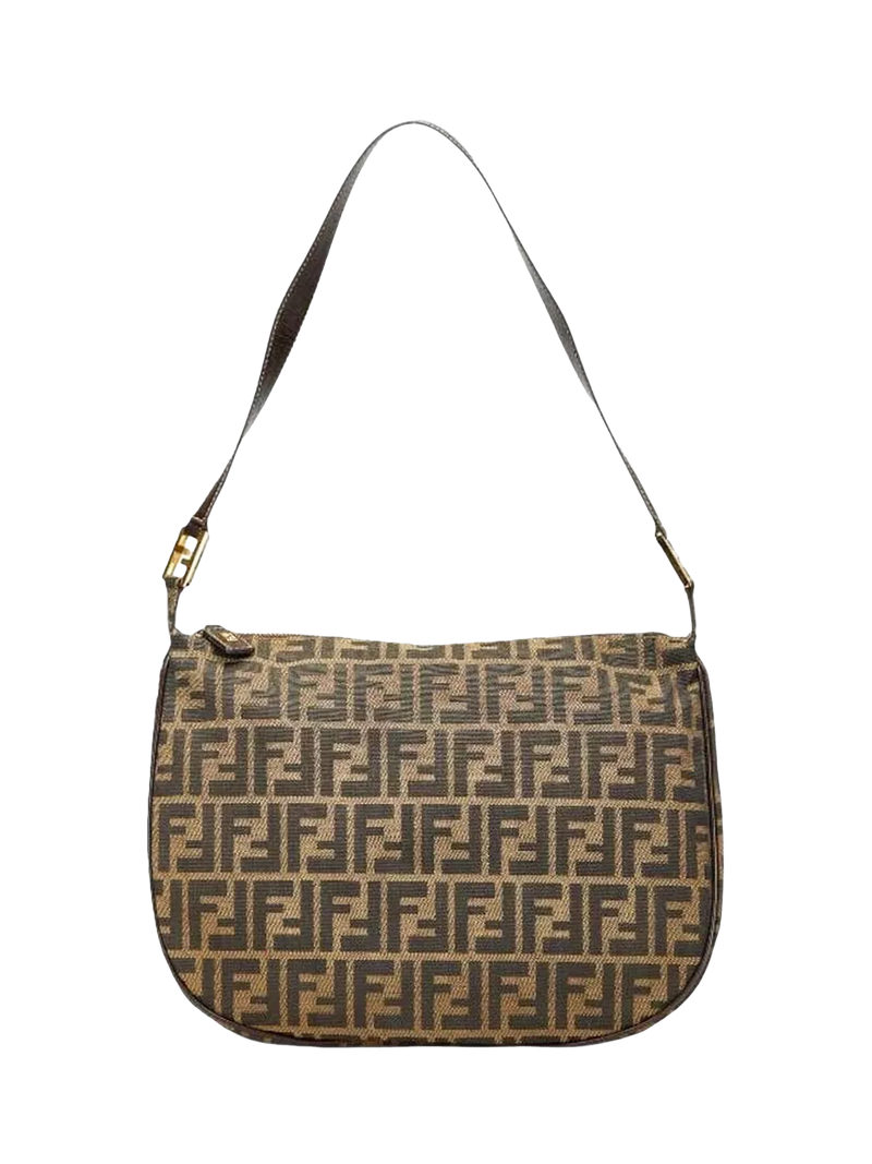 Fendi FF Zucca canvas shoulder bag brown, imported from the UK