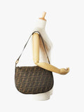 Fendi FF Zucca canvas shoulder bag brown, imported from the UK