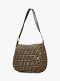 Fendi FF Zucca canvas shoulder bag brown, imported from the UK
