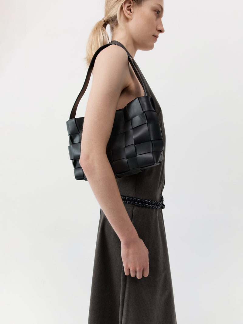 St. Agni mini leather tote bag black (British brand)