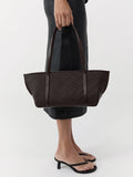 St. Agni woven slim bateau tote bag in coffee, imported from the UK