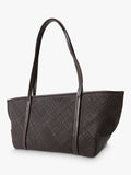St. Agni woven slim bateau tote bag in coffee, imported from the UK