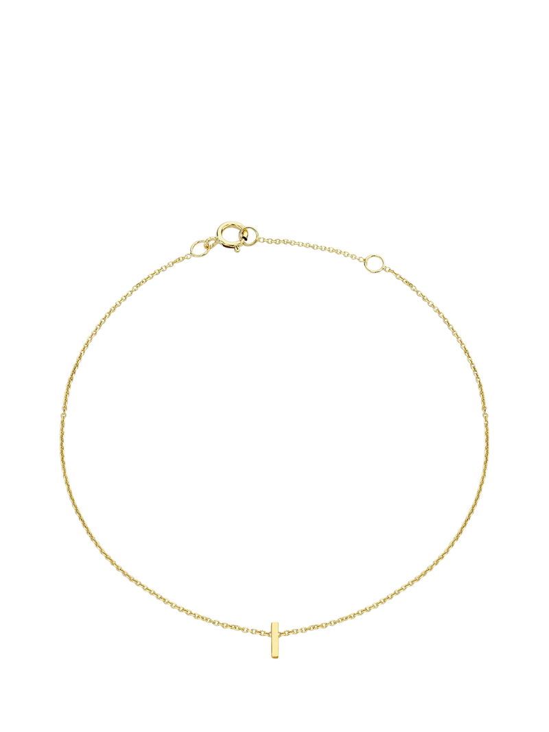 IBB Initial Letter 9ct Gold Chain Bracelet 15-18cm