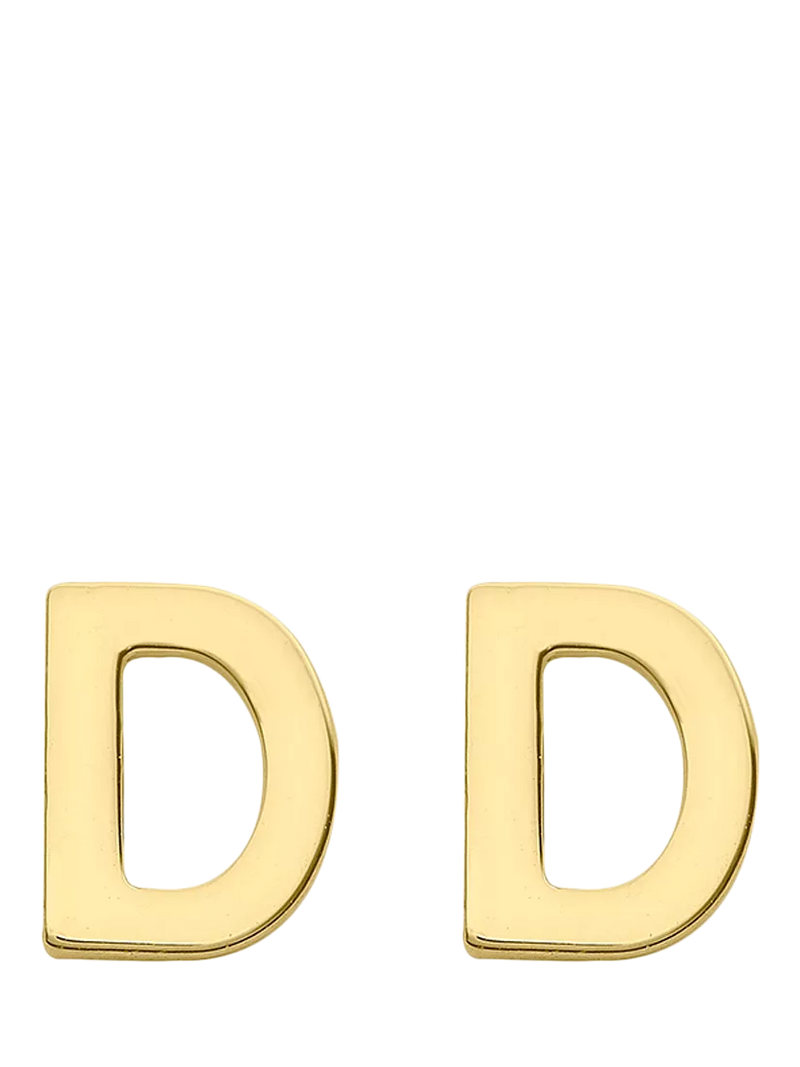 IBB Initial Letter Gold Stud Earrings