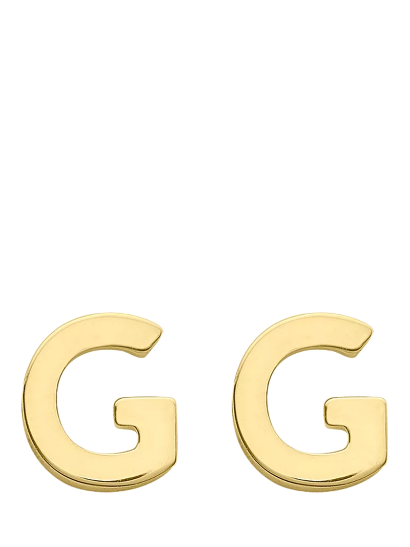 IBB Initial Letter Gold Stud Earrings