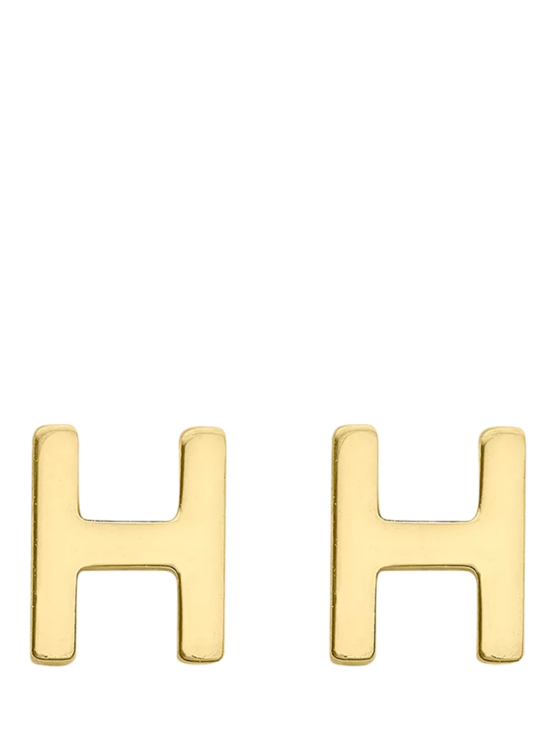 IBB Initial Letter Gold Stud Earrings
