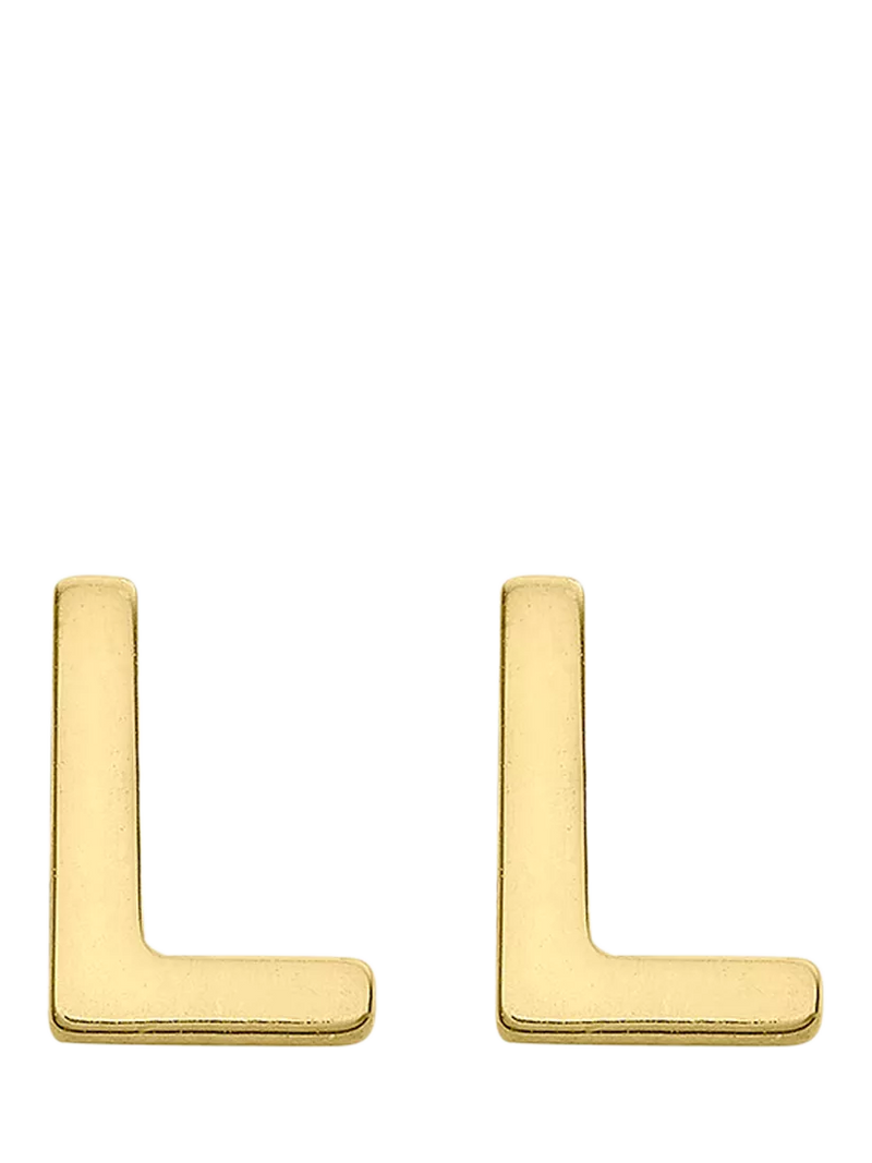 IBB Initial Letter Gold Stud Earrings