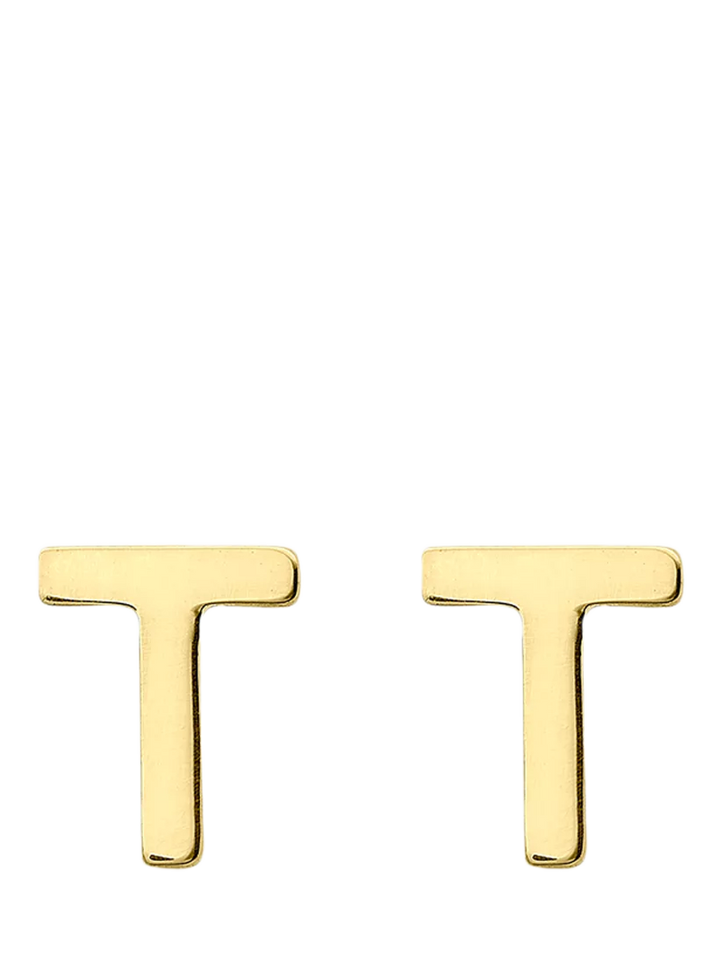 IBB Initial Letter Gold Stud Earrings