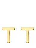 IBB Initial Letter Gold Stud Earrings