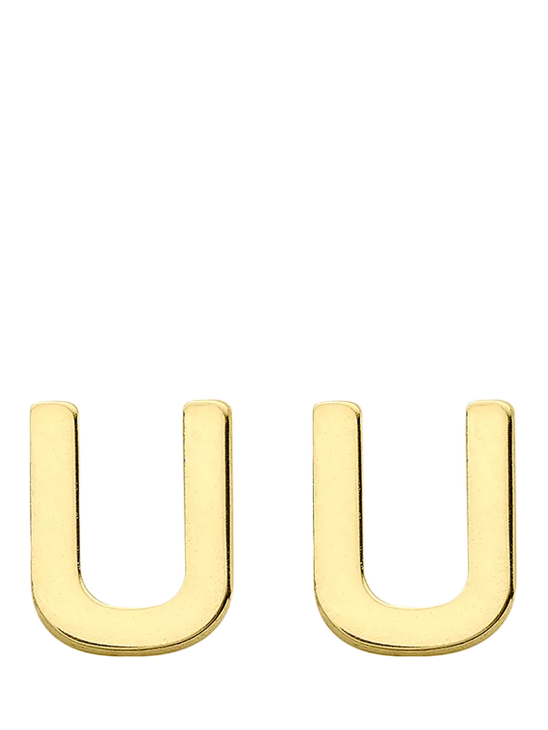 IBB Initial Letter Gold Stud Earrings