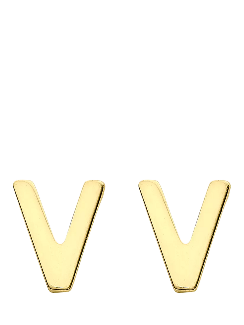 IBB Initial Letter Gold Stud Earrings